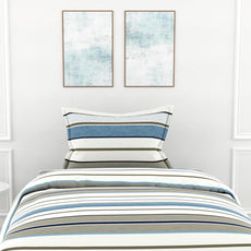 Classic Stellar Striped 100% Cotton Flat Single Bedsheet, 144 TC
