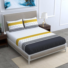 Granite Black and Golden Haze 100% Cotton Flat Double Bedsheet, 144 TC